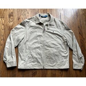 Vintage Polo Ralph Lauren Jacket Mens Size XL Beige Harrington Bomber 90s